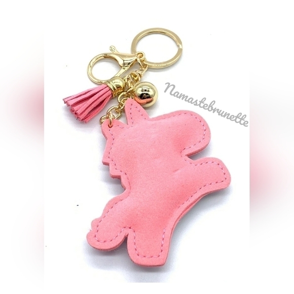 Unicorn Crystal Rhinestone Keychain Bag Charm With Blue Tassel - Picture 6 of 16